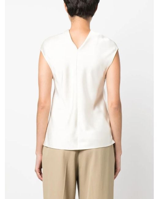 Philosophy Di Lorenzo Serafini Natural Satin Mock-Neck Blouse