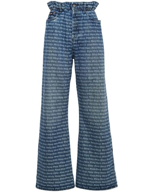 Miu Miu Jeans Met Wijde Pijpen in het Blue