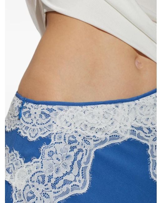 Christopher Esber Blue Verve Lace-Trim Cut-Out Tee Dress