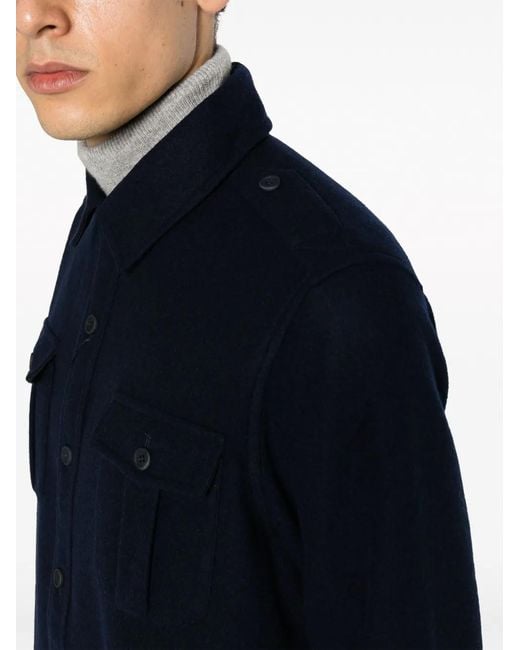 Sease Blue Virgin Wool-Blend Shirt Jacket for men