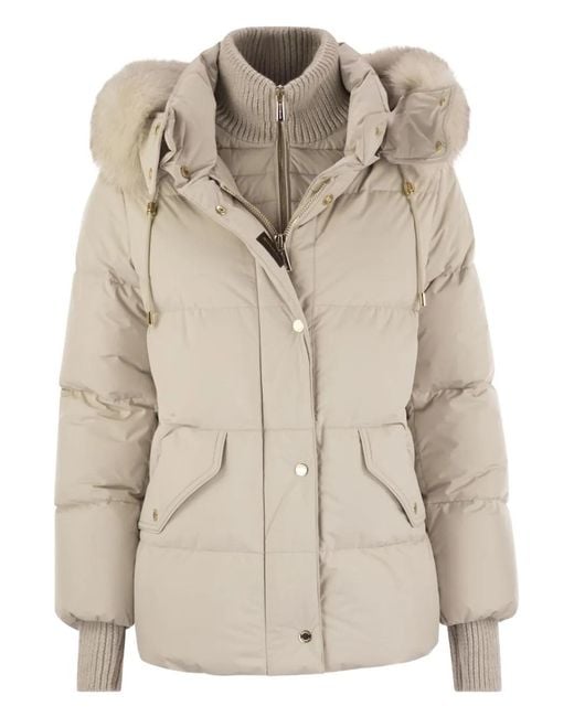 Moorer Natural Hooded Quilted Jacket