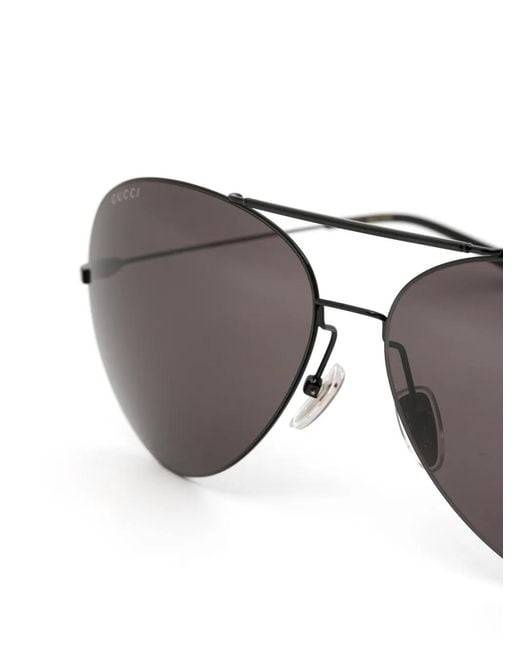 Gucci Black Pilot-Frame Double-Bridge Sunglasses