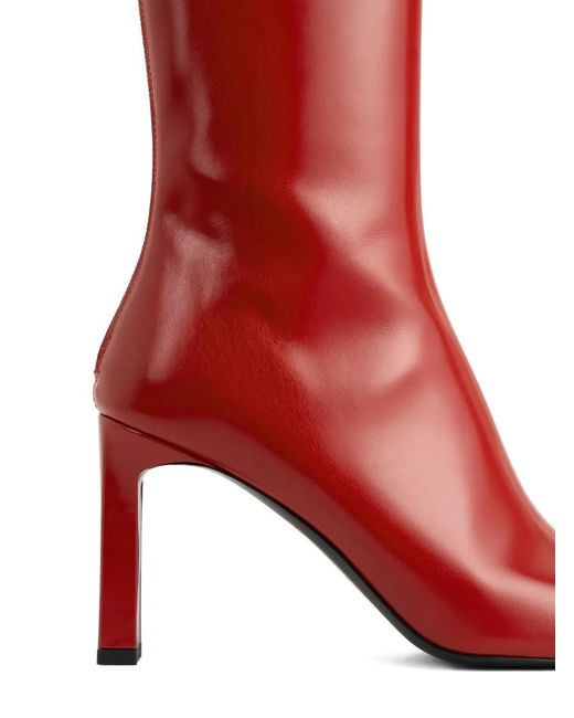 Totême  Red Glossy Square-Toe Boots