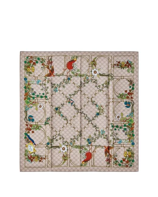 Gucci Metallic Printed Silk Twill Carré Scarf