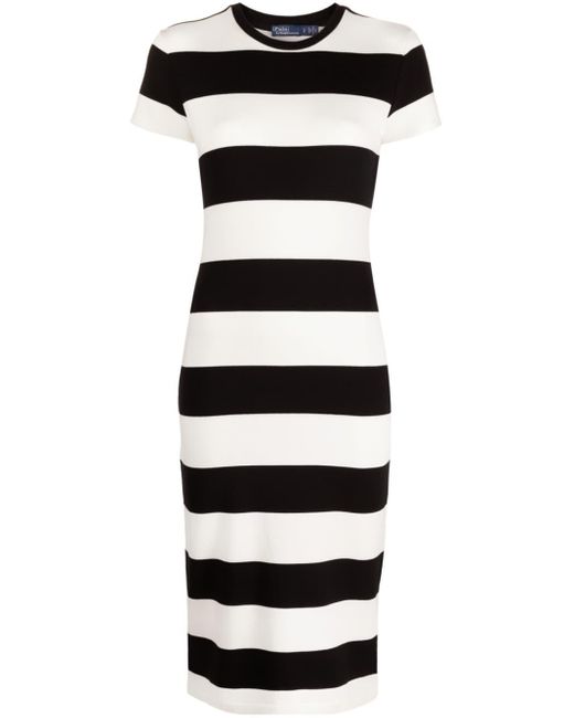 Polo Ralph Lauren Striped T-shirt Dress in White | Lyst