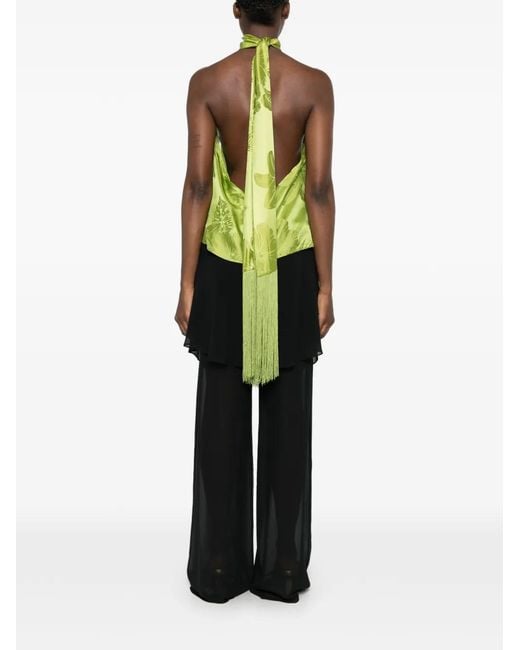 retroféte Green Martana Fringed-Tie Top