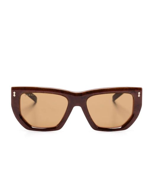 Gucci Natural Rectangle-Frame Sunglasses