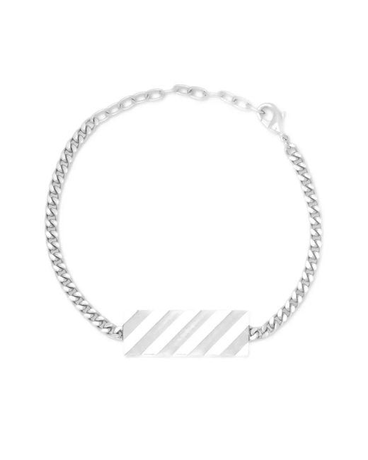 Off-White c/o Virgil Abloh White Diagonal Engraved Bracelet for men