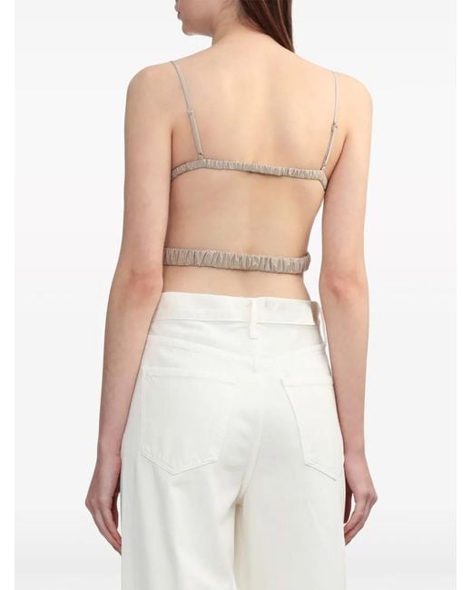 3.1 Phillip Lim Natural Open-Back Ruched Crop Top