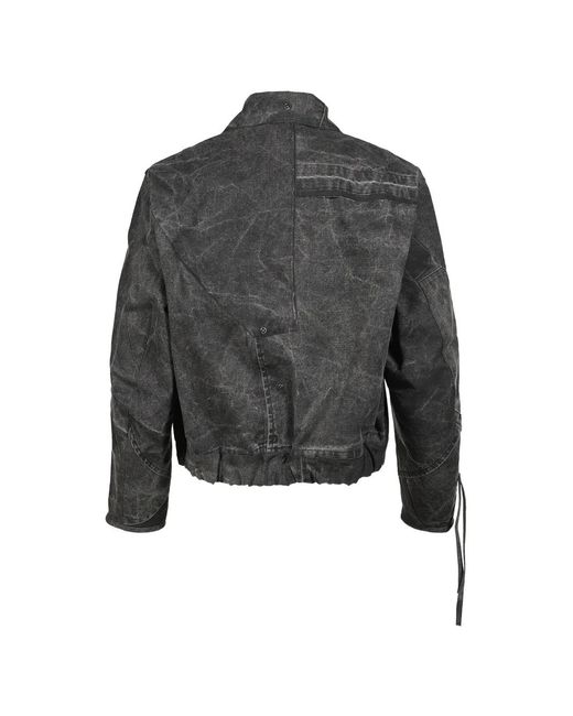 UNDER THE SIGN Black Patchwork Waxed-Cotton Bomber Jacket for men