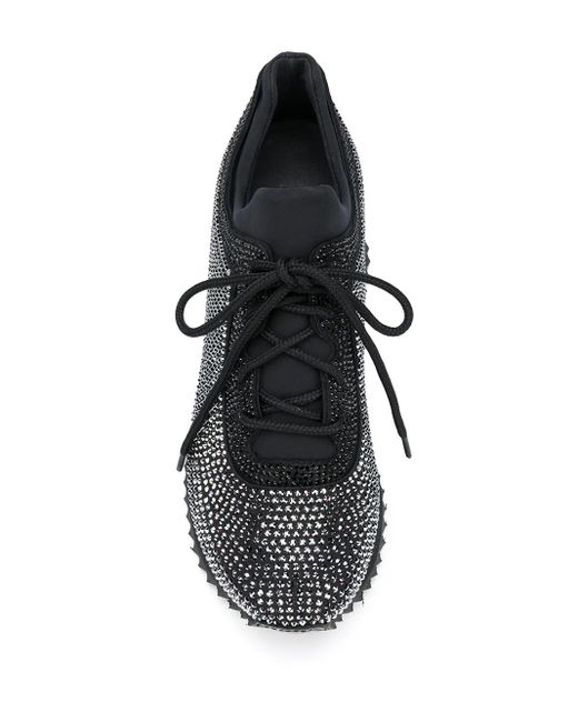 Le Silla Black Reiko Wave Crystal-Embellished Sneakers