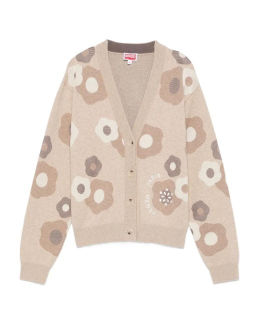 KENZO Natural Floral-Print Button Cardigan