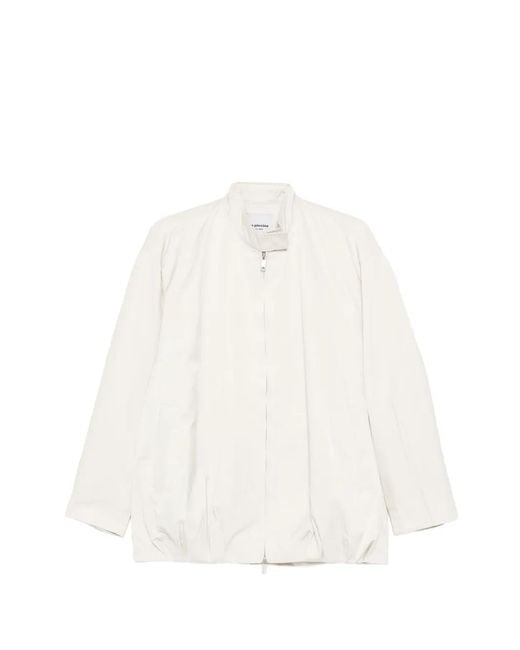 LA PISCINE White Zip Bomber Jacket