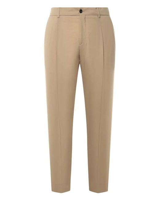 BE ABLE Natural Pleated Wool Trousers for men
