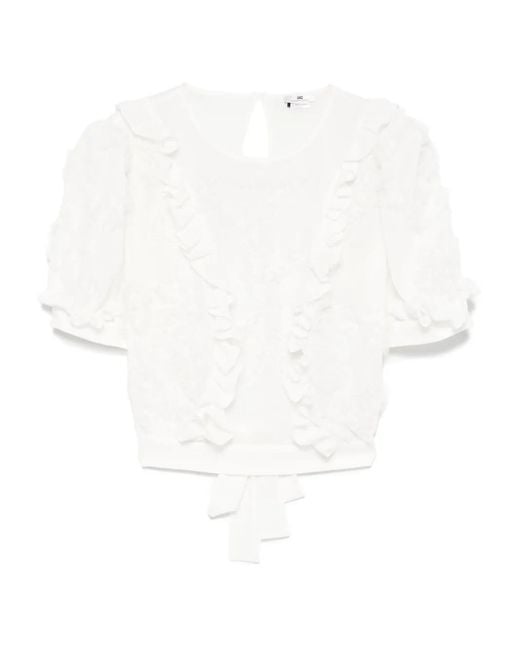 Elisabetta Franchi Top Met Ruches En Borduurwerk in het White