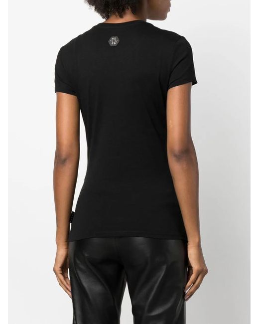 Philipp Plein Black Sexy Pure-Fit Skull Strass T-Shirt