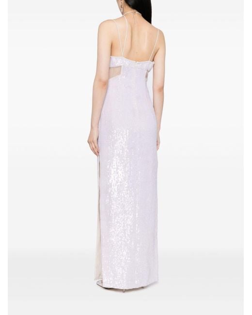 Rachel Gilbert White Foster Sequinned Side-slit Maxi Dress