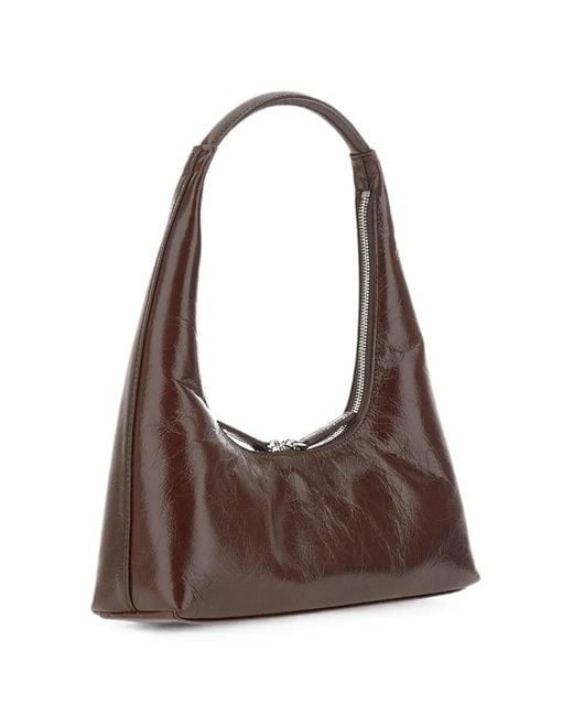 MARGE SHERWOOD Brown Crinkled-Leather Shoulder Bag