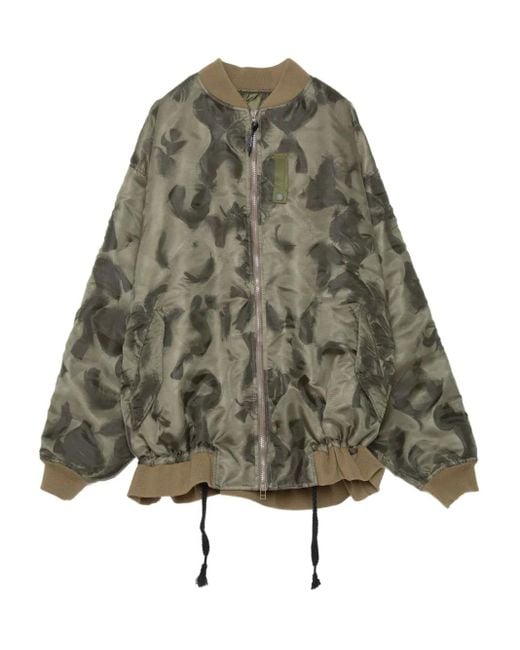 Yoshio Kubo Green Feather-Print Bomber Jacket