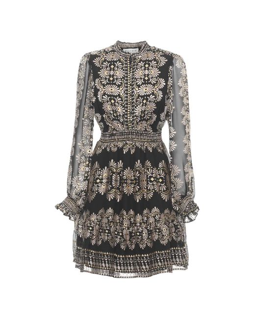 Hale Bob Gray Jaycee Buttoned Patterned Mini Dress