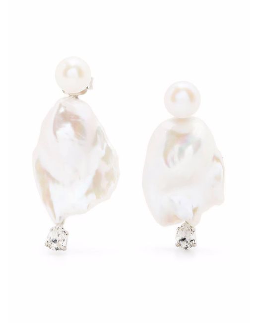 Simone Rocha White Crystal-embellished Pearl Earrings