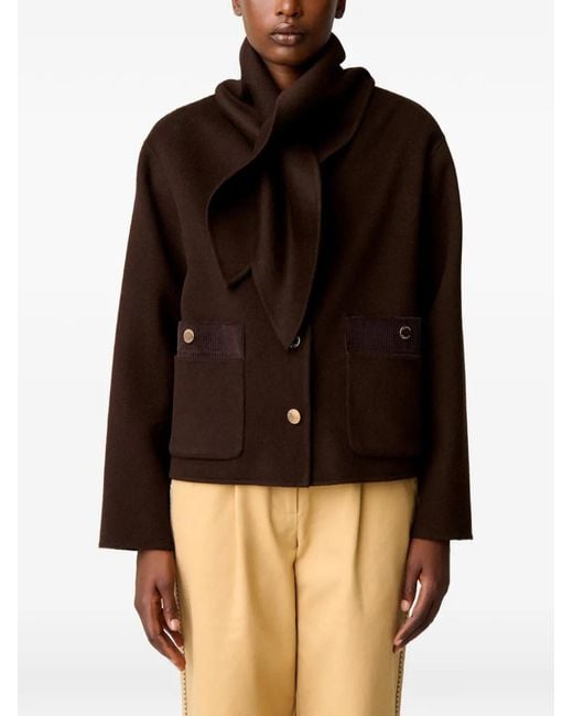 Claudie Pierlot Brown Short Wool Blend Coat