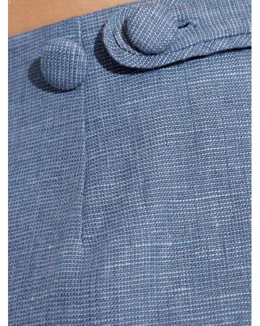 Posse Blue Button-Detailing Linen Tailored Shorts
