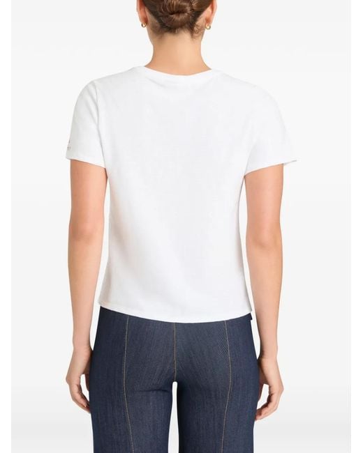 Cinq À Sept White Rhinestone-Embellished Heart-Print T-Shirt