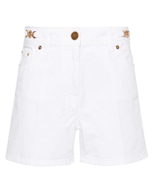 Pantalones vaqueros cortos de talle alto Versace de color White