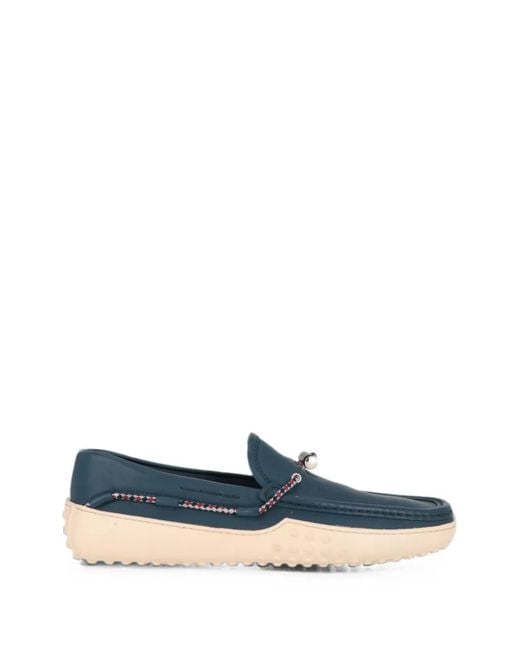 Tod's Blue Woven-Detail Leather Loafers for men