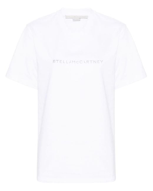 Stella McCartney White T-Shirt mit Logo-Print