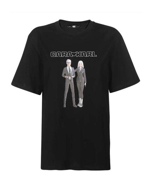 Camiseta estampada de x Cara Delevingne Karl Lagerfeld de color Black