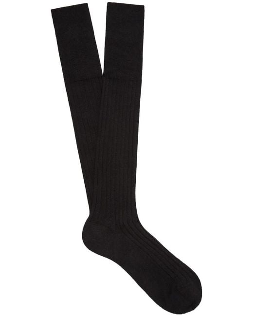 Zegna Black Triple Stitch Cotton-Blend Socks for men