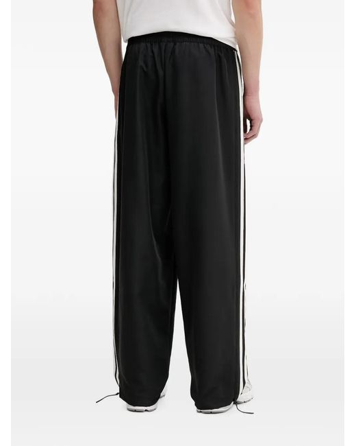 Adidas Black Windbreaker Side-Stripe Track Pants for men