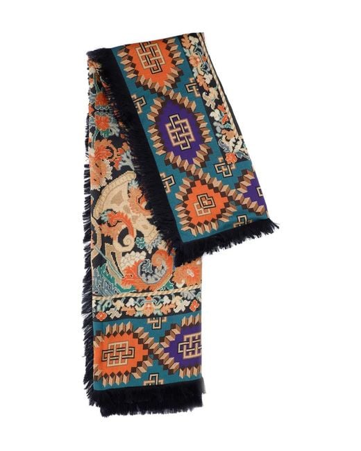 Pierre Louis Mascia Blue Alopie Printed Scarf