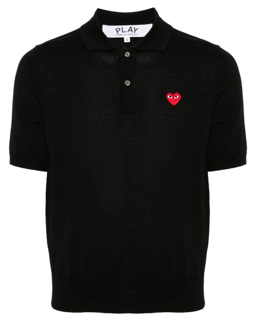 COMME DES GARÇONS PLAY Black Signature Heart-patch Polo Shirt