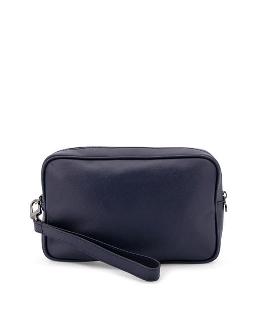 Kiton Blue Zipped Clutch Bag for men