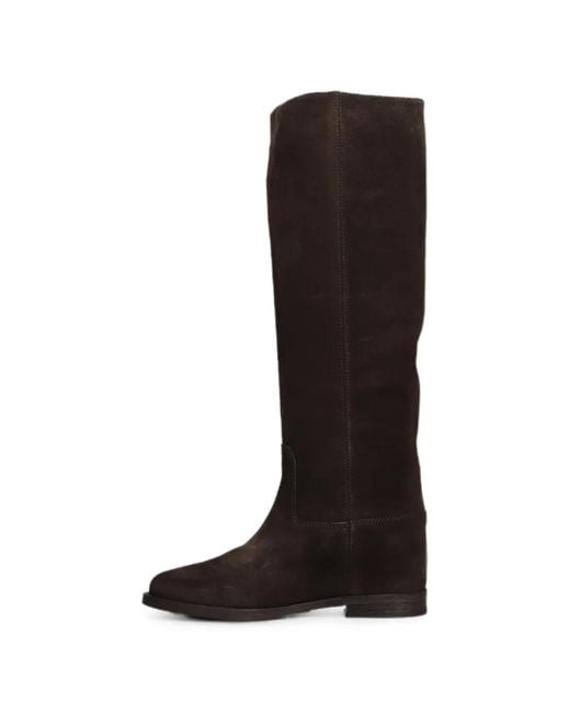 Via Roma 15 Black Inner-Wedge-Heel Knee-High Boots