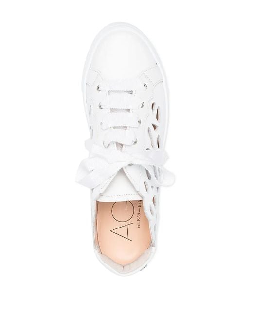 Agl Attilio Giusti Leombruni White Mandi Laser-Cut Sneaker