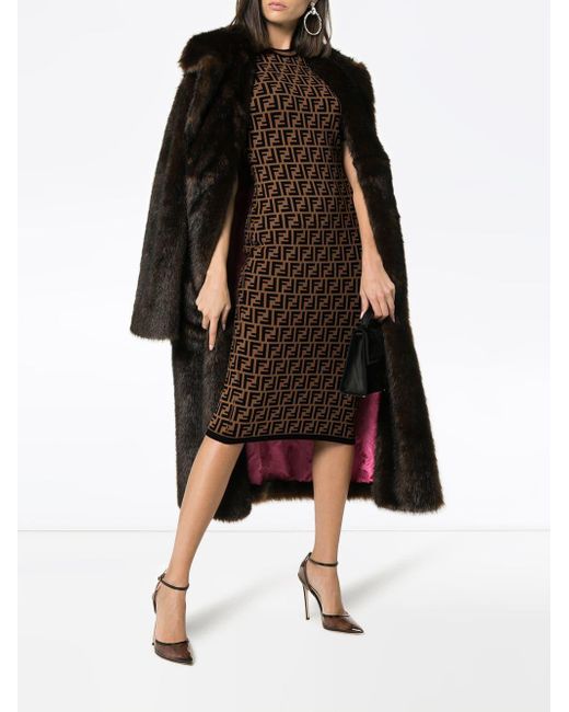 Fendi Ff Midi Dress in Brown | Lyst Canada