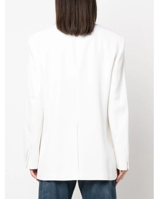 Nili Lotan White Shoulder-Pads Single-Breasted Blazer