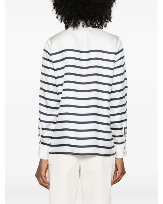 Franchise White Striped Buttoned Top