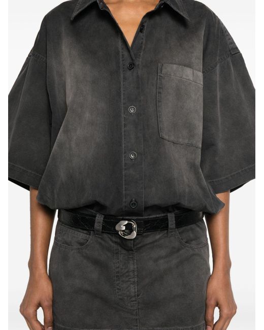 Robe-chemise en jean à coupe courte Alexander Wang en coloris Black