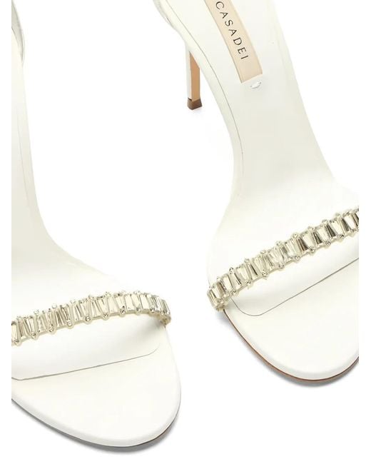 Casadei White Julia Heaven Strass-Embellished Sandals