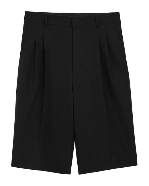 AMI Black Bermuda Plissé À Taille Haute for men