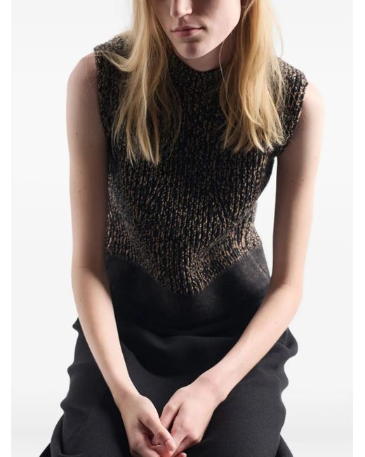 Prada Black Ausgestelltes Kleid Aus Geripptem Strick