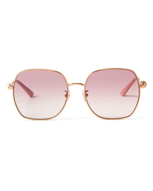 Lunettes de soleil à monture ronde Jimmy Choo en coloris Pink