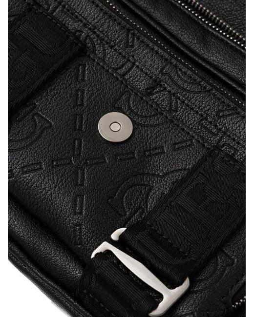 Guess Black Embossed Flap Shoulder Bag for men