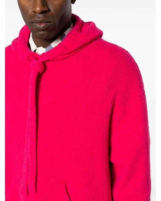 Laneus Pink Wintercot Brushed-knit Hoodie for men