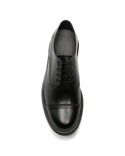Corneliani Black Cap-Toe Chunky-Sole Lace-Up Shoes for men